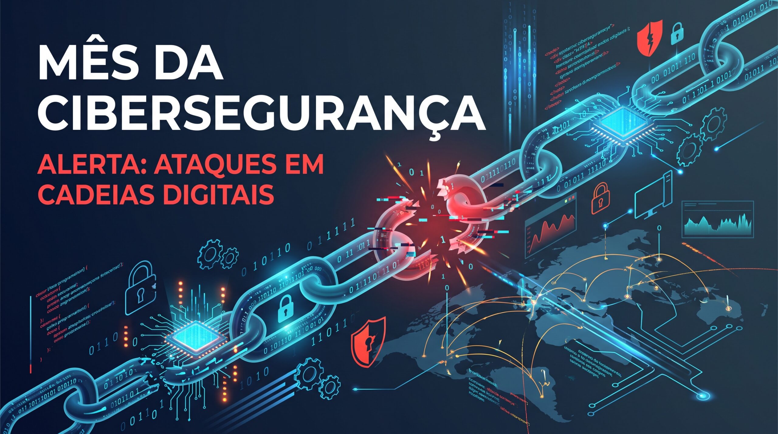 Painel de controle de segurança da informação monitorando incidentes cibernéticos globais em tempo real