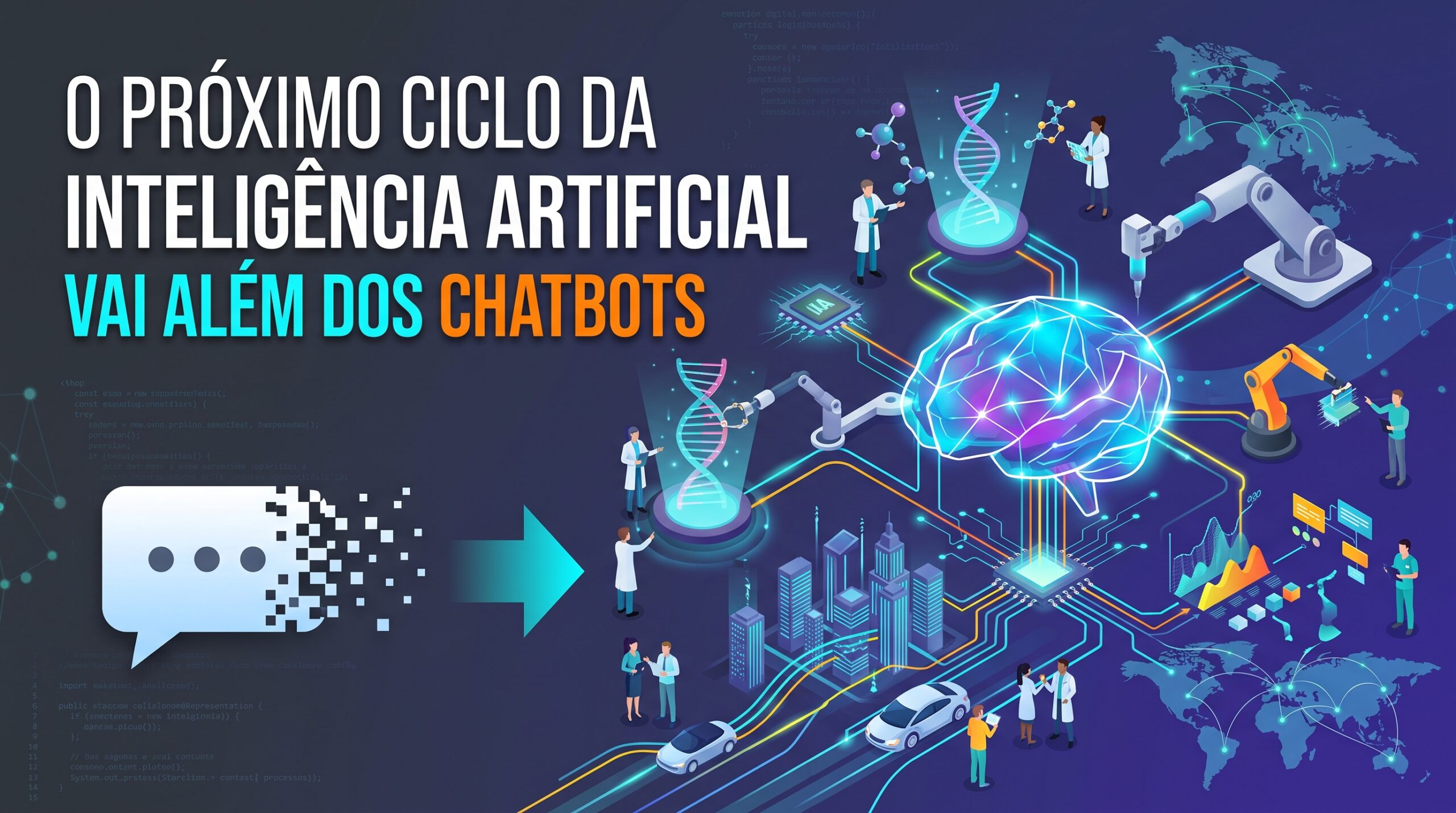 Visual conceitual de redes neurais conectando múltiplos sistemas corporativos de inteligência artificial agentiva